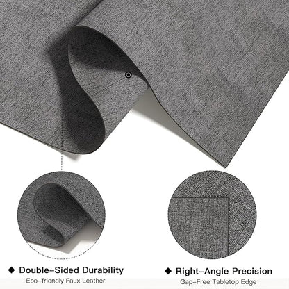 DOLOPL Placemats Set of 12, Reversible Wipeable & Heat Resistant Place Mats, Modern Faux Leather Table Mats for Kitchen, Neutral Waterproof Tablemats for Dining Table Decor, Wedding, Party(Charcoal)