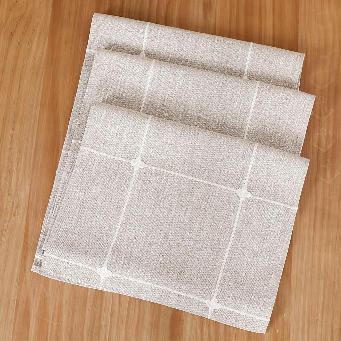NEWISHER Rustic Embroidered Plaid Cloth Table Runner 60 inches, Farmhouse - Image 6