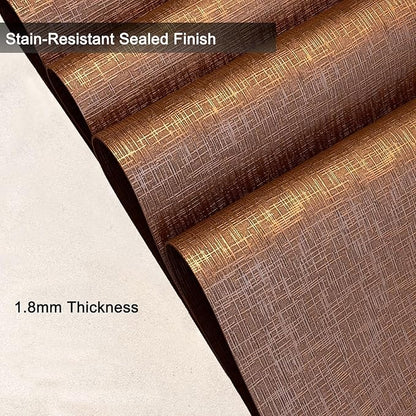 Set of 4 Faux Leather Placemats, Dual‑Sided Non‑Slip Vinyl Placemats, Washable Table Mats, Wipeable Metallic Dining Mats for Kitchen and Dining