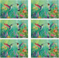 Hummingbird 12x18 Inch Placemats Set of 6 - Waterproof, Non-Slip & Washable Vintage Spring Flower Birds Table Mats for Kitchen & Dining Table Placemats