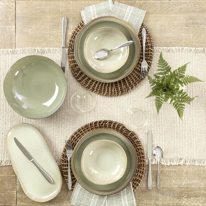 Oneida Organic Shades Sage Green Stoneware 2-Piece Serving Platter Set | - Image 11