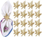 ALPHA Living HOME Leaf Decor Napkin Rings - 12 Pcs Modern Napkin Ring Dining Metal Table Décor for Wedding, Holiday, Thanksgiving, Christmas, Formal Dining & Special Occasions (Gold)
