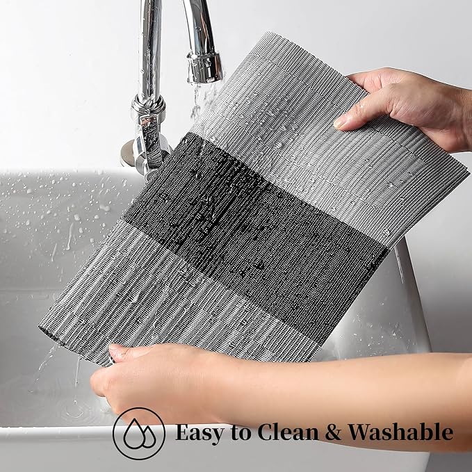 Leetaltree Grey with White Striped Placemats Set of 6 - Image 4