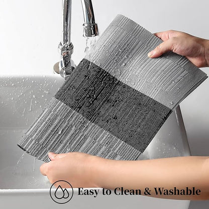 Leetaltree Grey with White Striped Placemats Set of 6 - Image 4