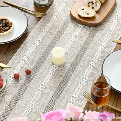 Artoid Mode Brown Farmhouse Embroidered Hollow Table Runner, Seasonal Kitchen - Image 4