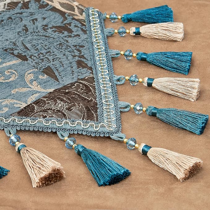 Loom and Mill Luxury Table Runner 90 Inches Long, Patchwork Chenille Damask - Image 7