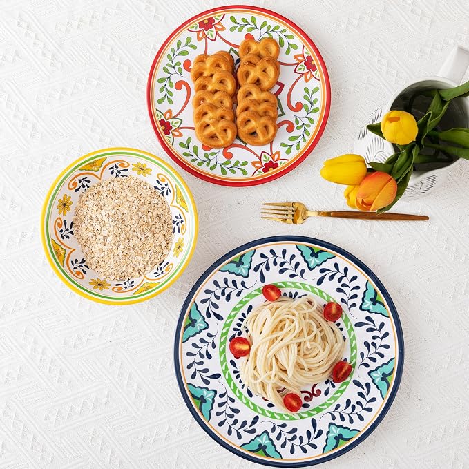 Talavera Melamine Large Serving Bowl, 13.75" x 2.75" Mixing, Pasta Serving - Image 7