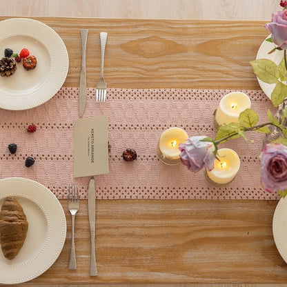 Keketoarrange Boho Macrame Table Runner 12x72 Inch | Woven Burlap Rustic Runner - Image 3