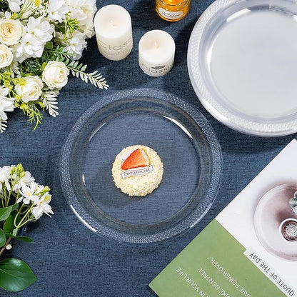 WELLIFE Clear Party Plates 10 Inch -150 Count for Party, Disposable Plastic Dinner Plates for Birthday Wedding Engagement Easter