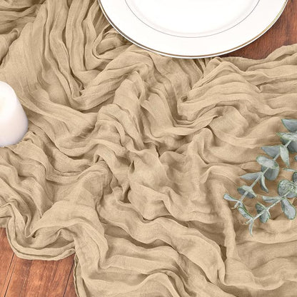 Pesonlook Cheesecloth Table Runner Beige, 10 Pack 17.7x108 inch, Long | Rustic - Image 9