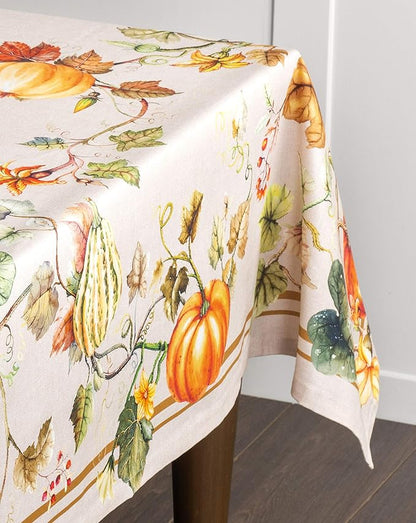 Maison d' Hermine Table Cloth Rectangle Table 100% Cotton 70 x 108 Inches Fall Tablecloth Reusable Everyday Use for Thanksgiving Christmas Decorations Dining Farmhouse Party (Potiron)