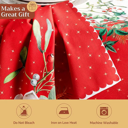 Maison d' Hermine Cloth Napkins Set of 4 100% Cotton for Thanksgiving Christmas Decorations Everyday Reusable Square Fall Napkins Cloth Washable Dinner Party (Noel, 20"x20")
