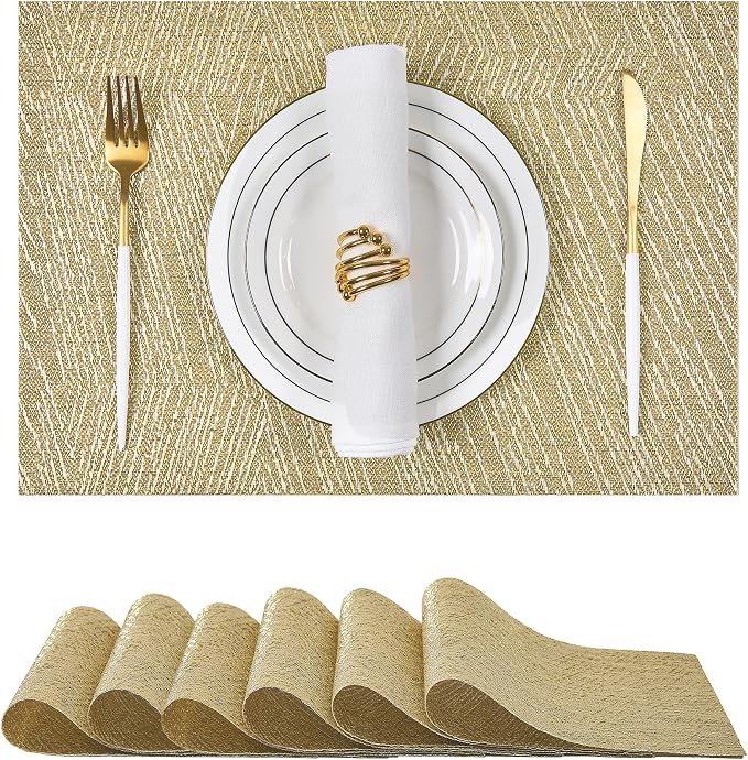 Leetaltree Gold Placemats Set of 6 by Leetaltree-ArtatEveryTable