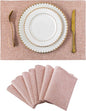 Home Brilliant Placemats Set of 8 Heat Resistant Dining Table Place Mats for Kitchen Table Party Dinner Valentines Decorations, 13 x 19 inches, Apricot Pink