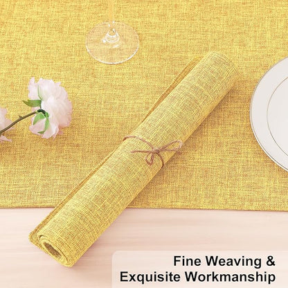 Homaxy Cloths Placemats for Dining Table Set of 6, Heat Resistant Washable Cotton Linen Blend Table Mats, Place Mats for Indoor Outdoor Party Kitchen Decoration, 13" x 19", Mustard Yellow