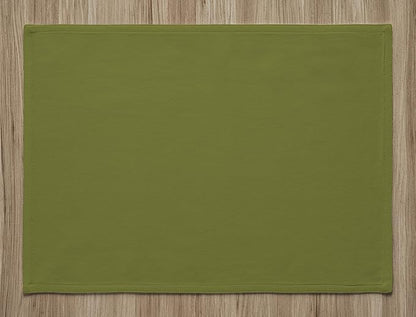 Calicot Placemats Set of 6 100% Cotton Washable Cloth Place Mats, Reusable Table Mats for Spring/Summer & Thanksgiving Christmas Decorations Kitchen Dining Party Wedding (Sap Green, 13" x 19")
