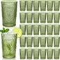 48 Pcs 16 oz Plastic Vintage Drinking Glasses Stemless Ribbed Highball Glasses by Unknown