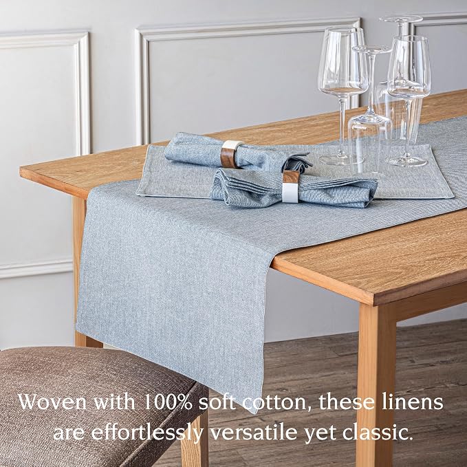 Over&Back 18x108 Woven Chambray Cotton Table Runner - Image 3