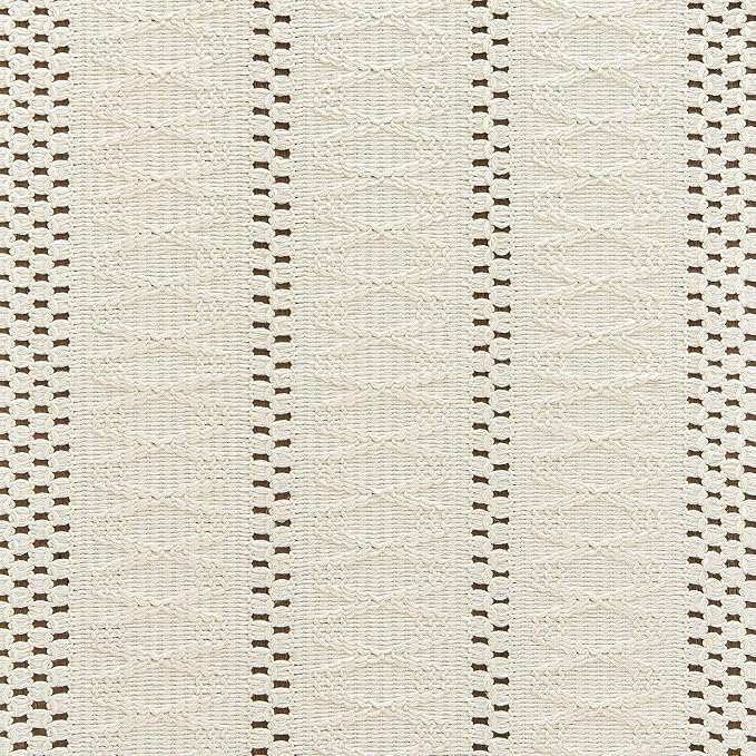 Macrame Style Boho Table Runner, 12x60 Inch Ivory | Woven Boho Table Runner - Image 6