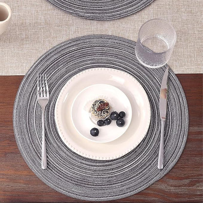 SHACOS Round Placemats Set of 4 Round Braided Placemats 15 inch Cotton - Image 2