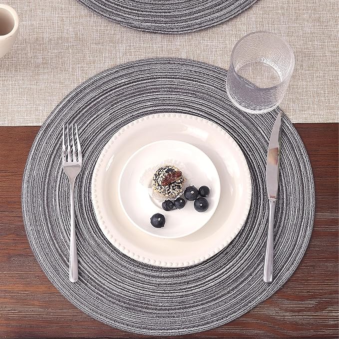 SHACOS Round Braided Placemats Set of 8 Round Table Mats - Image 2