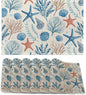Placemats12x18 Inch,Beach Seashell Placemats,Coral Starfish Kitchen Dining Coffee Table Mats Set of 6 for Home Indoor Outdoor Party