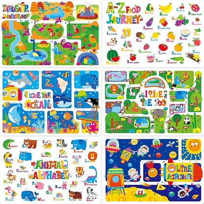 6 Pack Placemats for Kids, Non-Slip Washable, Reusable Animals, Ocean Themed by SpriteGru
