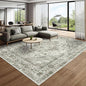 Deerly Washable Rugs 8x10 Area Rug Large Rugs for Living Room - Boho Large Vintage Non-Slip Distressed Carpet Aesthetic Print Floor Rug Cream