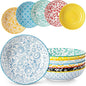 vancasso 8.5" Pasta Bowls Set of 6, 40 oz Porcelain Shallow Salad Bowls by vancasso