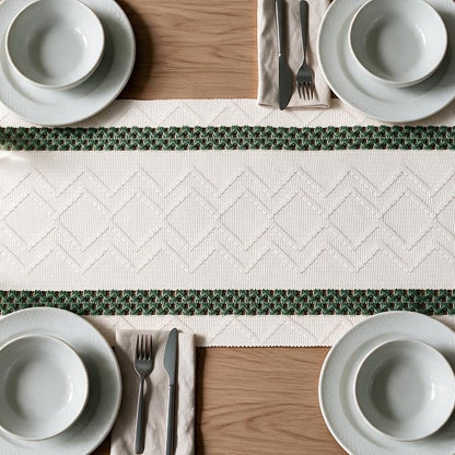 Artoid Mode Forest Green Stripe Woven Rustic Table Runner 12x90 Inch | Holiday - Image 5
