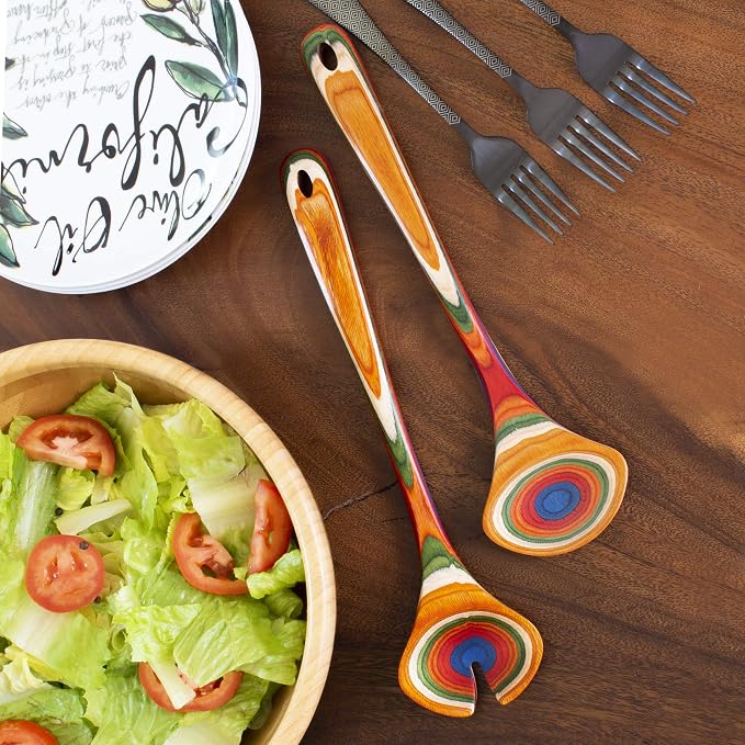 Totally Bamboo Baltique Marrakesh Collection Wooden Salad Serving Utensils Set - Image 4