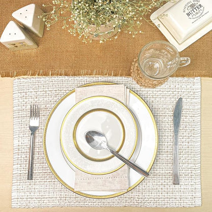 Cotton Placemats Set of 4, 13x19 Inch Washable Woven Fabric Table Mats - Image 5