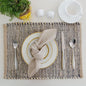 Natural Jute & Grey Placemats, 13x19 Inch Dining Table Placemats by ChardinHome