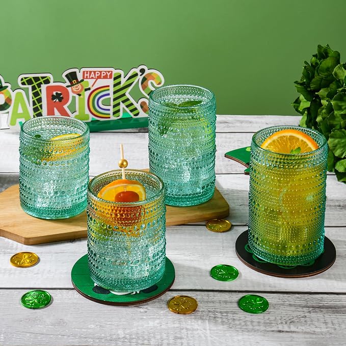 KMIGRUAN Hobnail Drinking Glasses Set of 12, 15Oz & 12Oz Cocktail Glasses | - Image 3