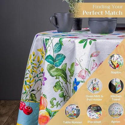 Maison d' Hermine Table Cloth Round Table 100% Cotton 69 Round Inches Tablecloth Reusable Decorative for Dining Room Farmhouse Home Valentines Day Decorations Spring Summer - Giverny