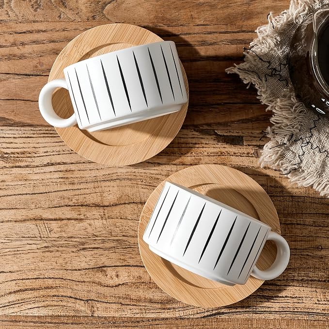 LUKA 6 Ounce Porcelain Stackable Espresso Cups - Image 5