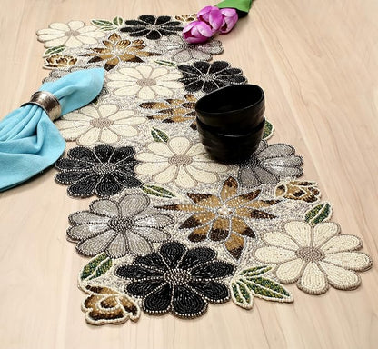 Lightnpro Floral Handmade Decorative Thanksgiving Christmas Beaded Table Runner - Image 5