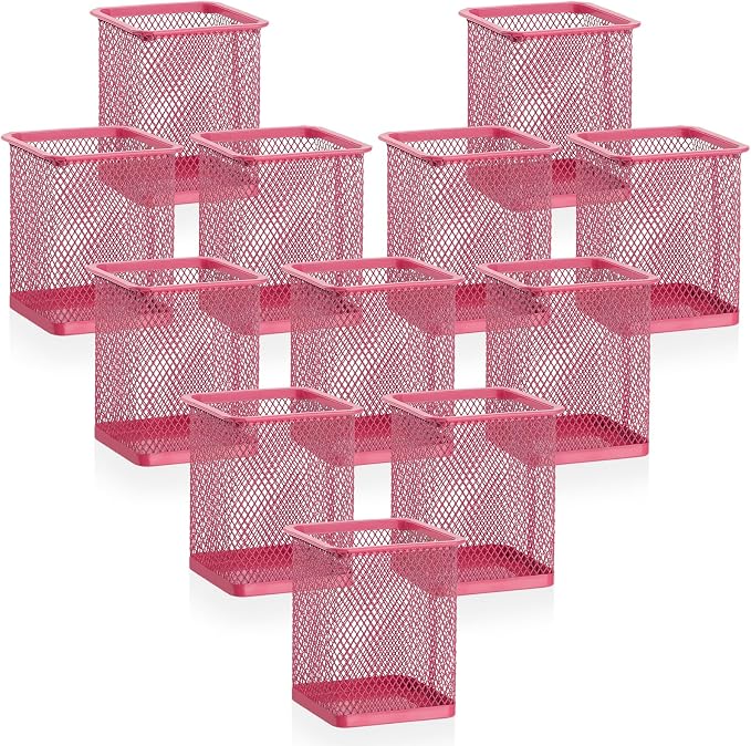 Segarty Pen Cup, 12 Pack Square Dark Pink Pen Holder by Segarty