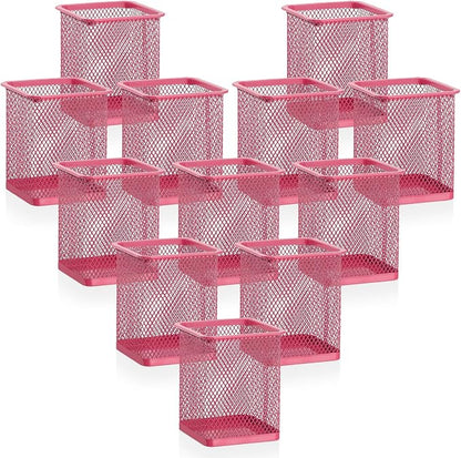 Segarty Pen Cup, 12 Pack Square Dark Pink Pen Holder by Segarty