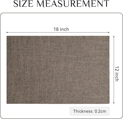 Softalker Faux Linen Placemats Set of 12-12 x 18 Inch, Heat Resistant Double Layered Durable Burlap Farmhouse Place Mats, Non-Slip Washable Rustic Table Mats for Dining, Kitchen, Party（Brown