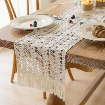 Keketoarrange Boho Macrame Table Runner 12x36 Inch | Woven Burlap Rustic Runner - Image 6