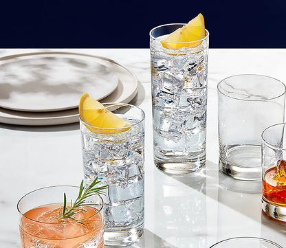 LEMONSODA Premium Highball Glass Set - Elegant Tom Collins 15oz Glasses Set of 6 Tall Drinking Water Glasses - Bar Glassware for Cocktail, Mojito, Whiskey (Set of 6)