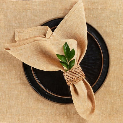 Solino Home Linen Cloth Napkins Set of 4-100% Pure Linen Golden Nugget Dinner Napkins 20 x 20 Inch for Spring, Easter - Athena, Handcrafted and Machine Washable