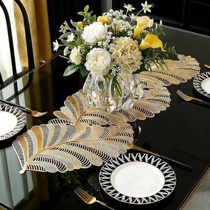 FAVE Table Runner 36 Inches Vinyl Golden Table Runner | Heat Resistant Table by FAVE