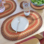Homespice Gingerbread Jute Braided Oval Placemats, Warm Country Decor, Set of 6, 13x19 Brown Table Mats - Vibrant Colors, Durable, Easy to Clean and Protects Furniture