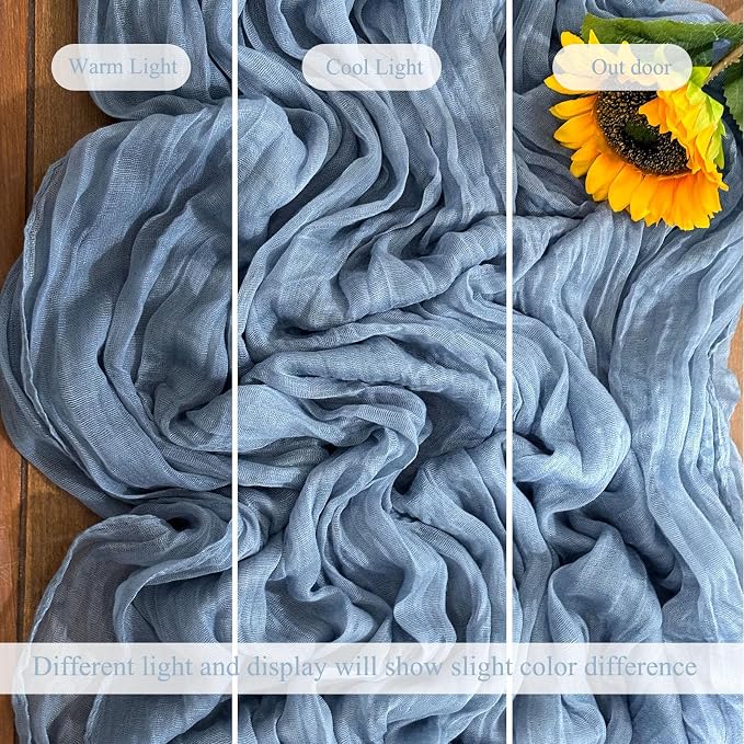 6Pack Dusty Blue Cheesecloth Table Runners 17x108inch Sheer Table Runner | - Image 6