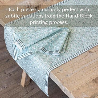 Over&Back 18x108 Hand-Blocked Printed Cotton Table Runner - Image 3