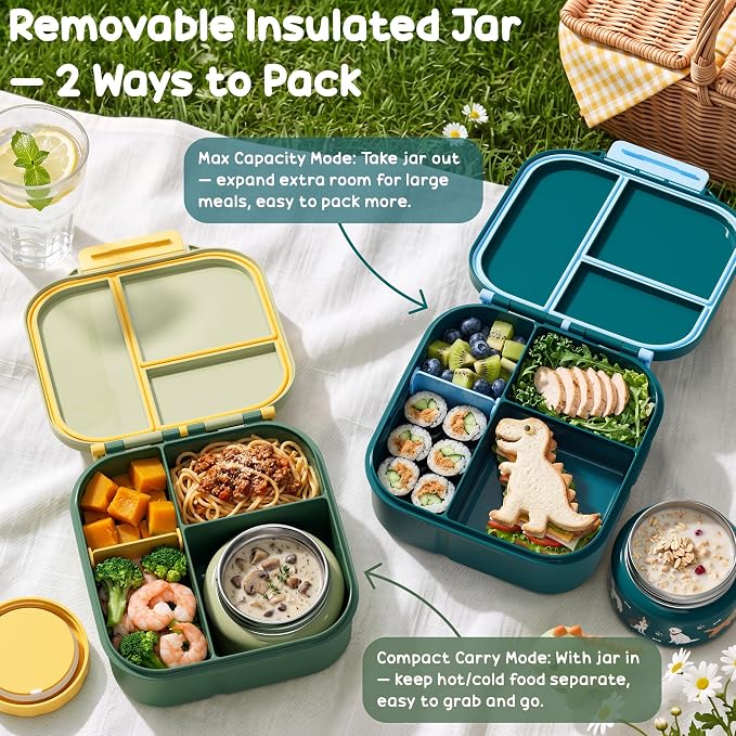 Fimibuke Kids Bento Lunch Box w/Insulated Water Bottle, Lunch Bag & Thermo | - Image 7