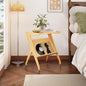 ZIYOO Solid Wood Mobile Side Table with Lockable Wheels, Multi-Functional Rolling End Table & Nightstand for Bedroom/Living Room, Small Spaces, Natural Bamboo