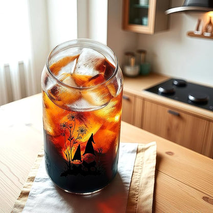 Cute Gnomes Glass Cup With Lids And Straws, Gnomes Gift For Women, Iced, Coffee, Smoothie, Cocktail, Beer, Whiskey, Soda, Matcha,16 Oz, Home Office Table Desk Decoration!
